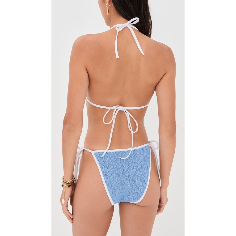 NEW Hunza G Cornflower Blue Textured Knit Tie Side Bikini Bottom One Size Swim - Picture 2 of 16
